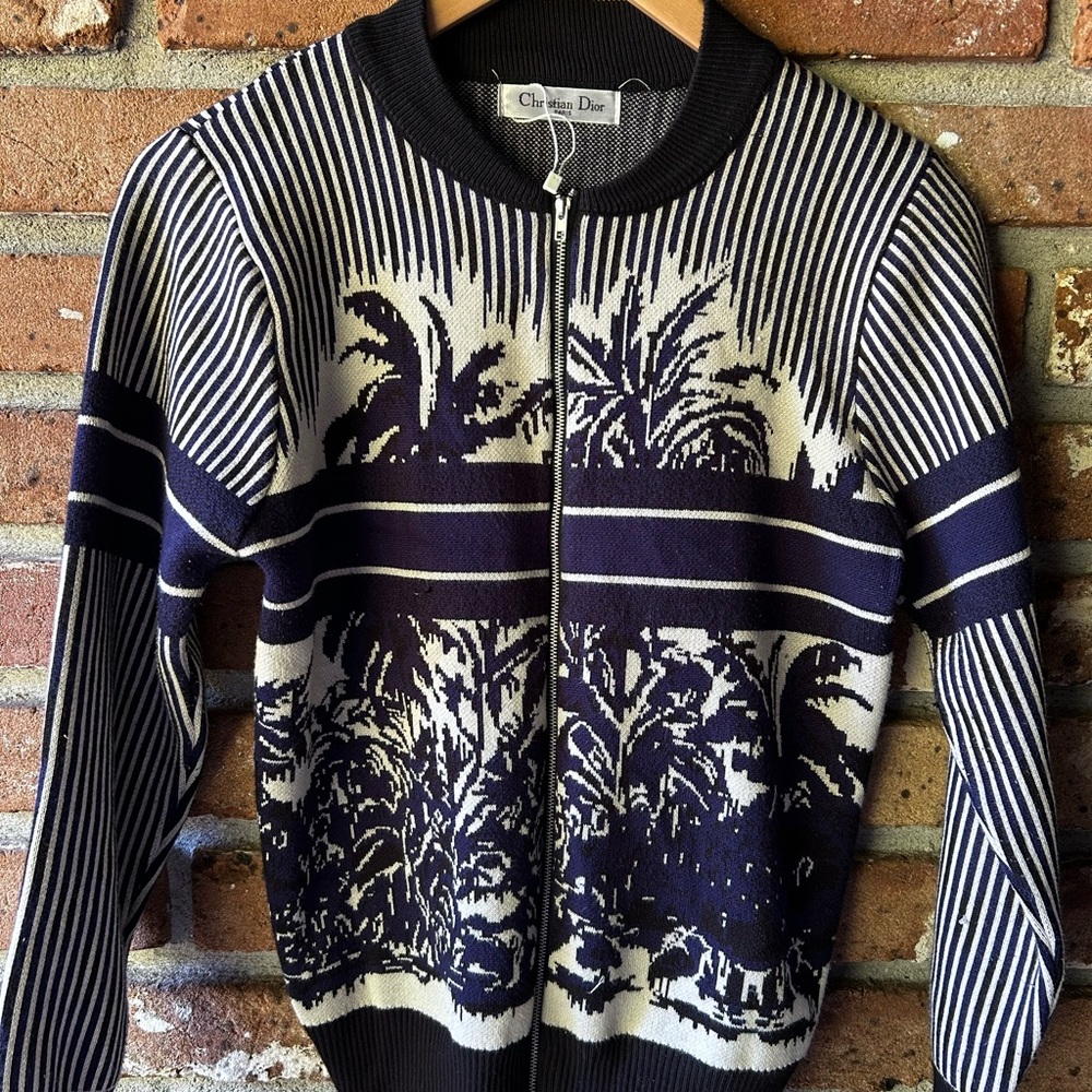 Christian Dior Zip Up Palm Tree Sweater (unauthenticated)